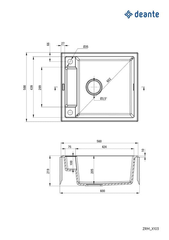 Zlewozmywak granitowy Deante Magnetic ZRM_N103