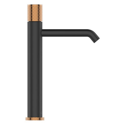 Wysoka bateria umywalkowa BU-78-W14-V czarno-złota