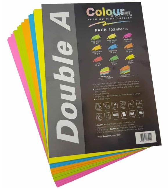 Spalvotas popierius Double A Rainbow 4 Neon, 100 lapų