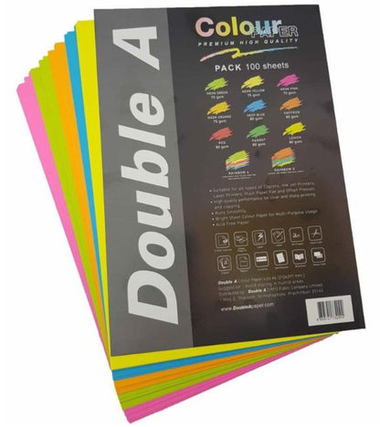 Kolorowy papier Double A Rainbow 4 Neon, 100 arkuszy