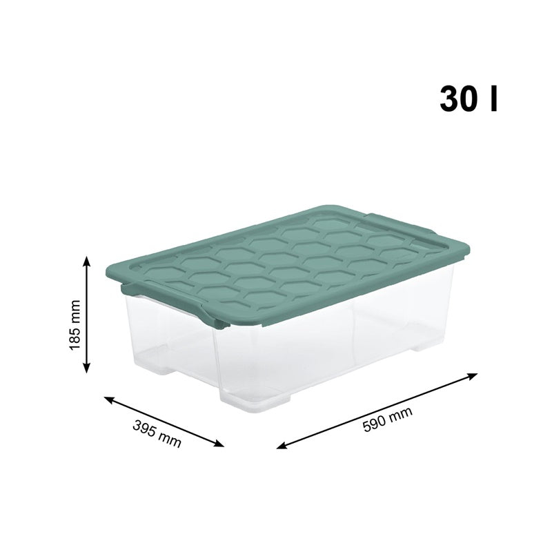 Daiktadėžė Rotho, 30 l, skaidri/žalia, 583 x 392 x 183 mm