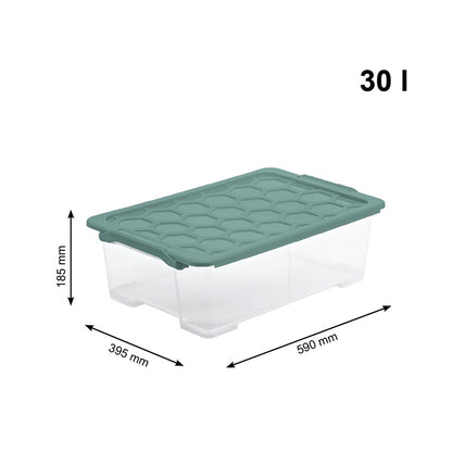 Daiktadėžė Rotho, 30 l, skaidri/žalia, 583 x 392 x 183 mm