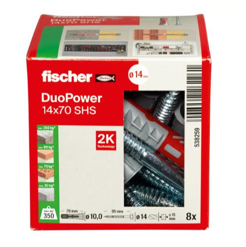 Kołek Fischer DuoPower, 70 mm x 14 mm, 8 szt.