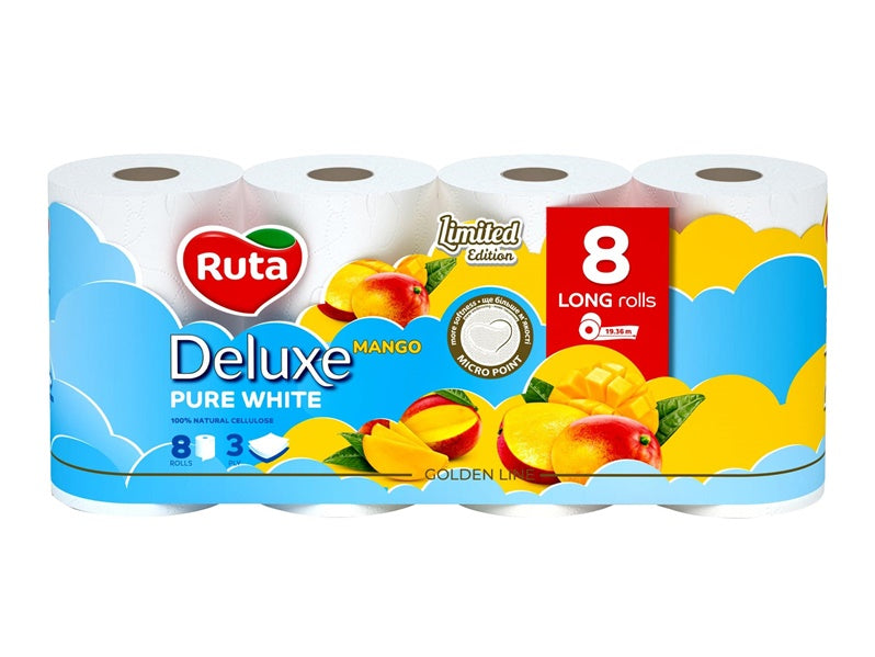 Papier toaletowy Rūta DELUXE MANGO ZAPACH 8 ROLEK, 3 warstwy