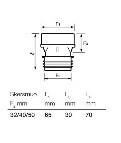 Vakuuminis ventilis Wavin MiniVent, Ø 32-50 mm