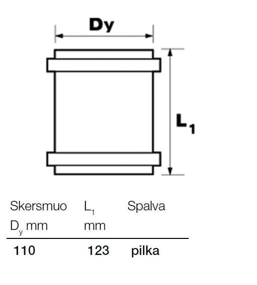 Vidaus kanalizacijos remontinė mova Wavin, Ø 110 mm