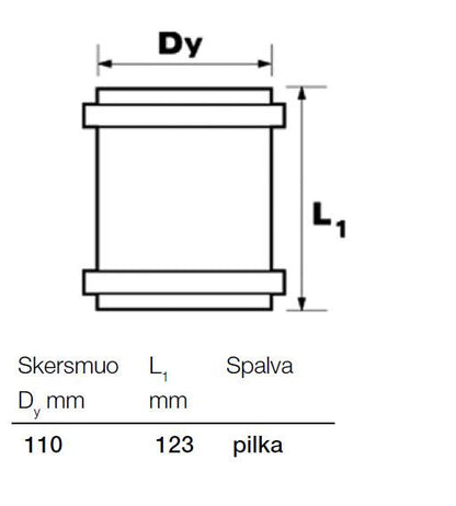 Vidaus kanalizacijos remontinė mova Wavin, Ø 110 mm