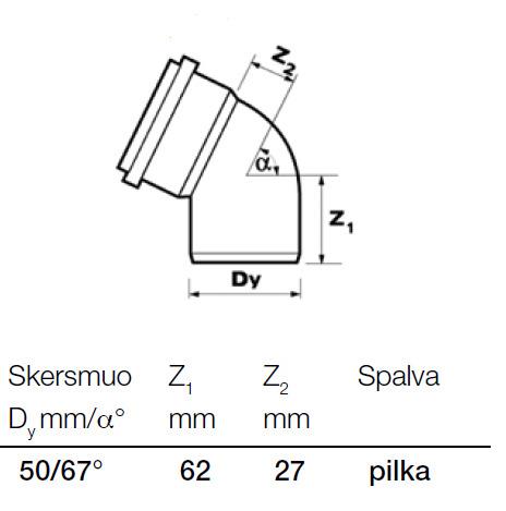 Kolano kanalizacyjne Wavin, Ø 50 mm, 67°