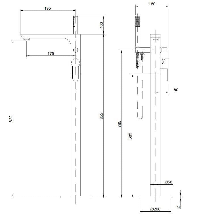 Laisvai pastatomas vonios maišyt Invena Glamour BW-02-W01-V
