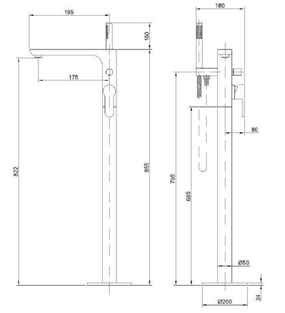 Laisvai pastatomas vonios maišyt Invena Glamour BW-02-W01-V