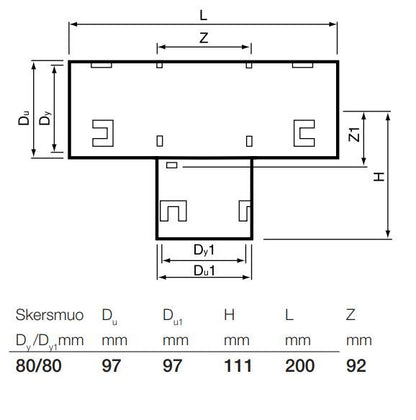 Trójnik do rur drenarskich Wavin, Ø 80/80 mm x 90°