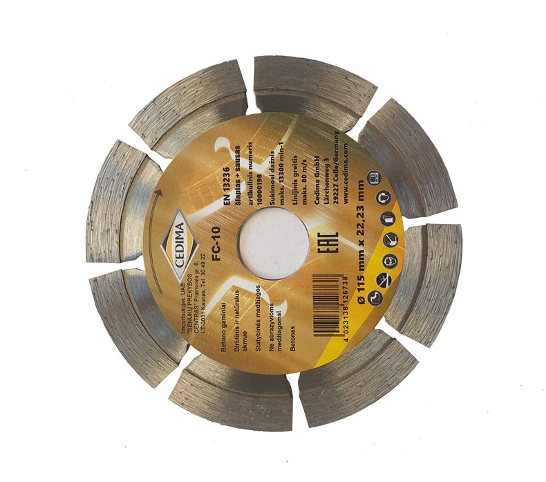Deimantinis pjovimo diskas Cedima 115x22,23x1.6/1.9mm FC-10