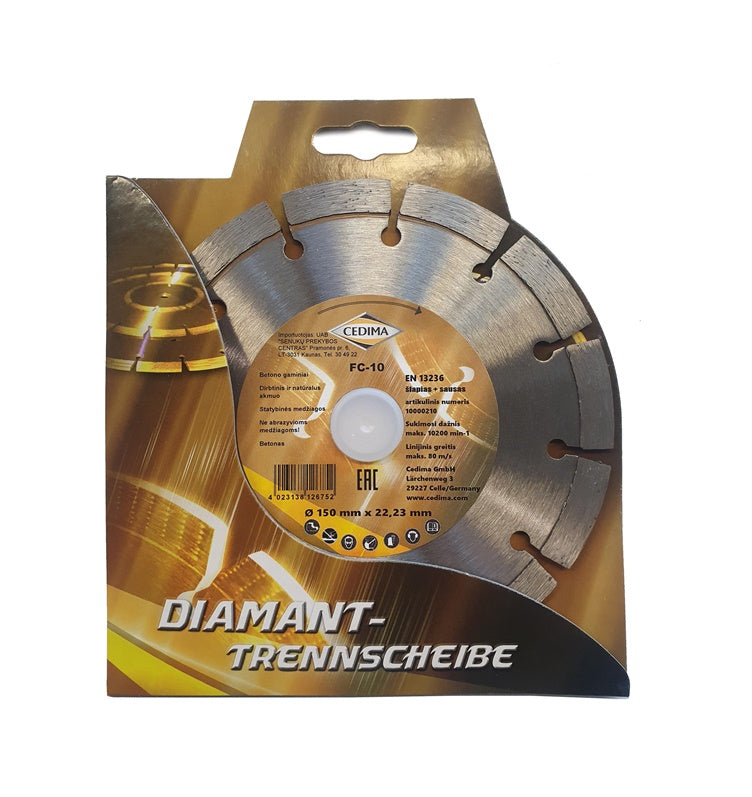 Deimantinis segmentinis pjovimo diskas Cedima 150x22.23x2.0