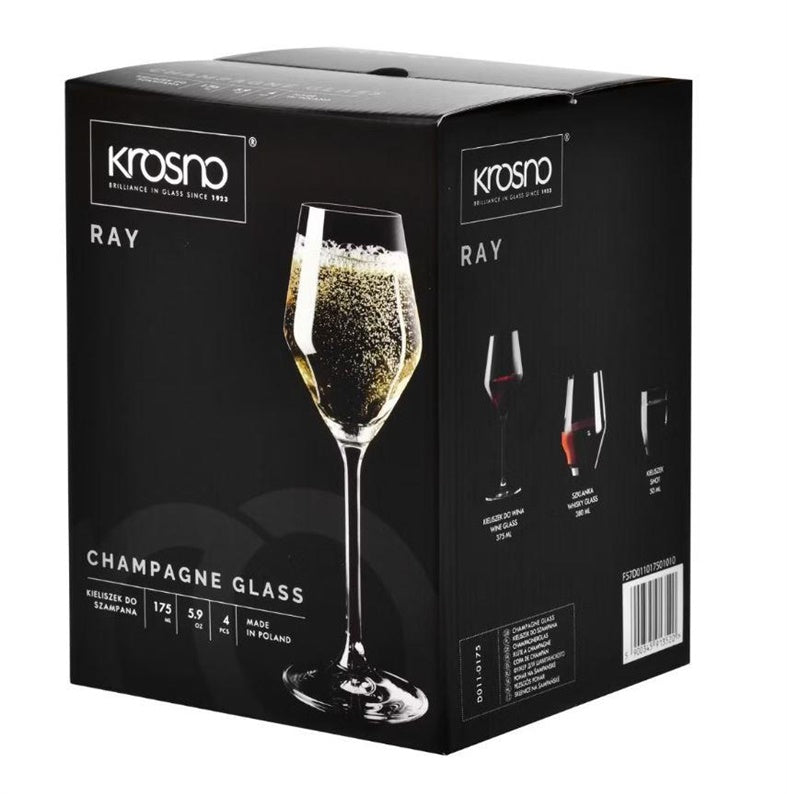 Zestaw kieliszków do szampana Krosno RAY, szkło, 0.220l, 4 szt.