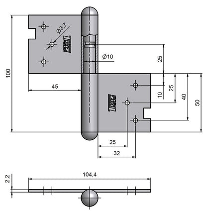 Zawias drzwiowy C2 100 100 mm , prawy