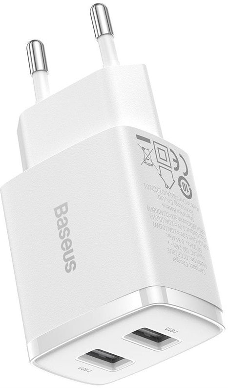 Ładowarka Baseus Compact Charger 2U, 2 x USB, biała, 10.5 W