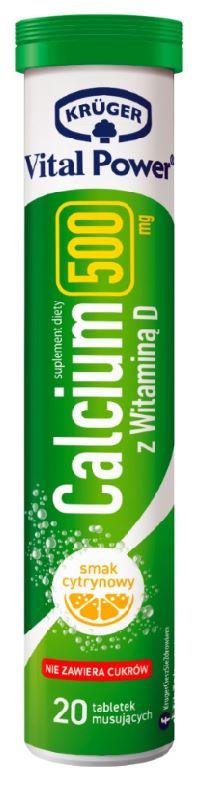 WAPŃ 500 MG Z WITAMINĄ D 20 TABLETEK