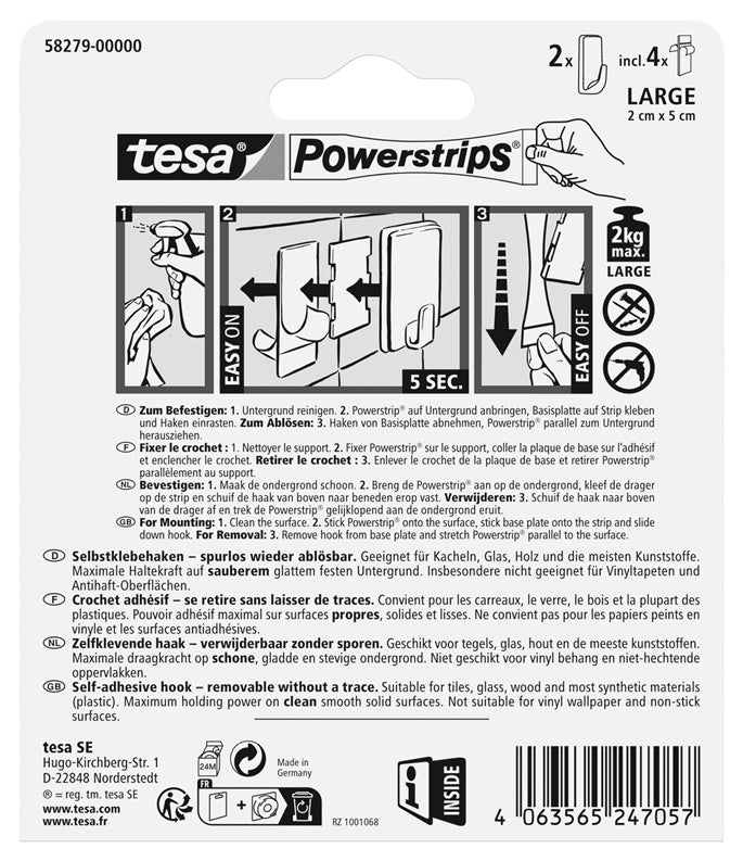 Drabužių kabliukas Tesa tesa 58279, juoda