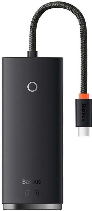 USB šakotuvas Baseus USB-C male, 4 x USB/USB-C female, juoda