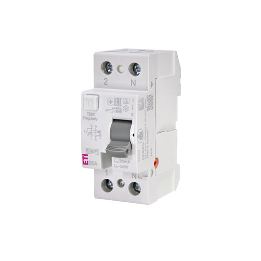 Wyłącznik różnicowoprądowy ETI EFI6-P2 A 6kA, 2P, 25 A, 240 V, 30mA