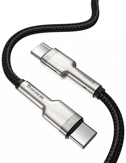 Kabel Baseus CATJK-C01, USB-C, 1 m, srebrno-czarny, 100 W