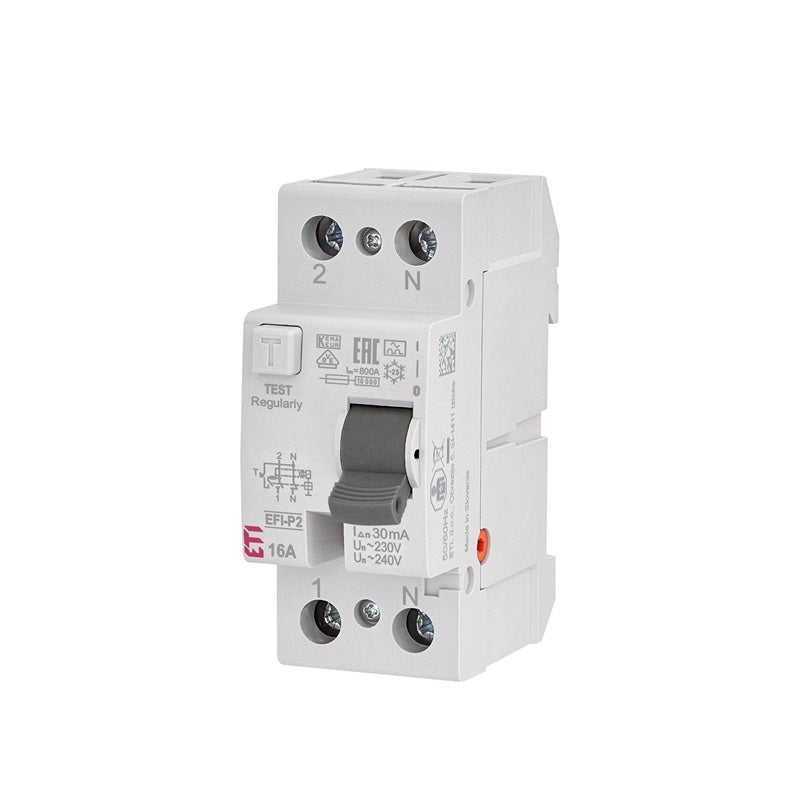Przekaźnik różnicowoprądowy ETI EFI-P2 A, 2P, 16 A, 240 V, 30 mA
