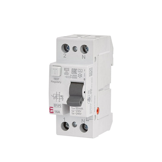 Przekaźnik różnicowoprądowy ETI EFI-P2 A, 2P, 16 A, 240 V, 30 mA