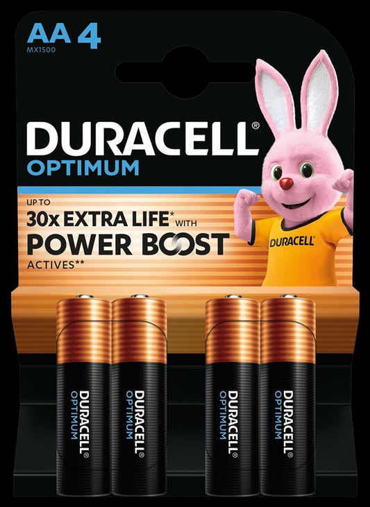 Elementai DURACELL OPTIMUM, AA/LR06, 1.5V, 4 vnt.