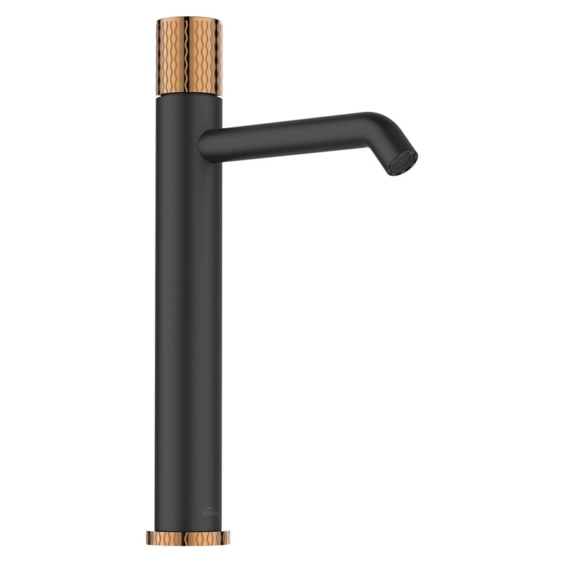 Wysoka bateria umywalkowa BU-78-W14-V czarno-złota