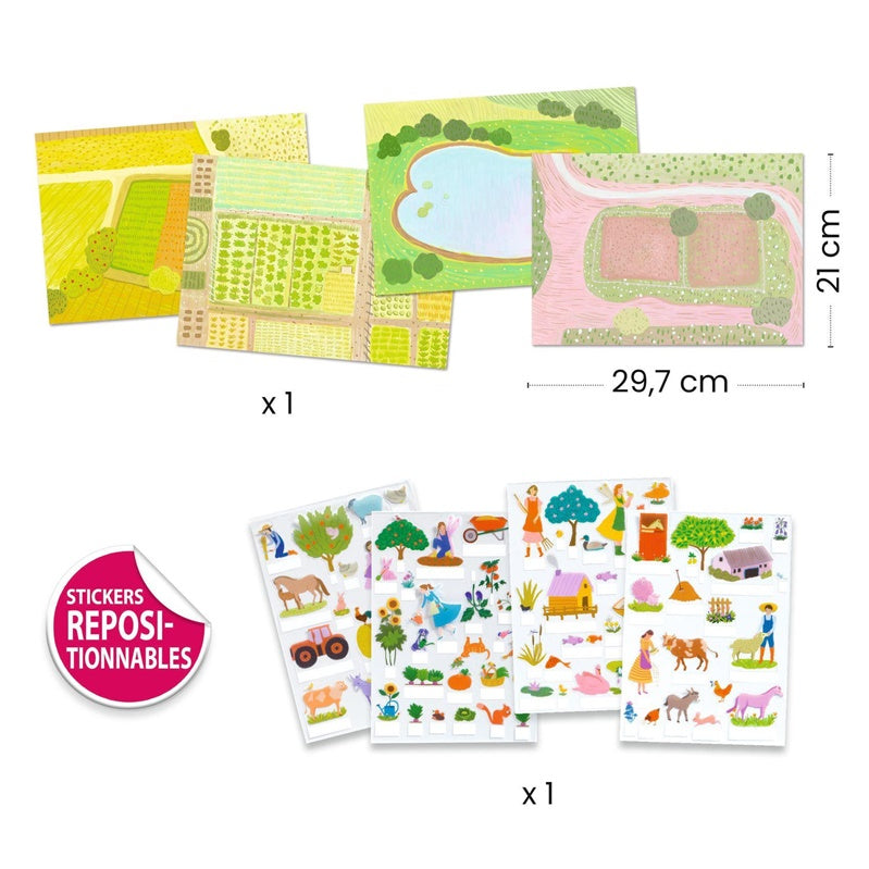 Kūrybos rinkinys Djeco Lift Up Stickers Farm