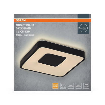 Šviestuvas lubų Osram, LED, 24W, 3000K,1450lm, Ø380, juodas