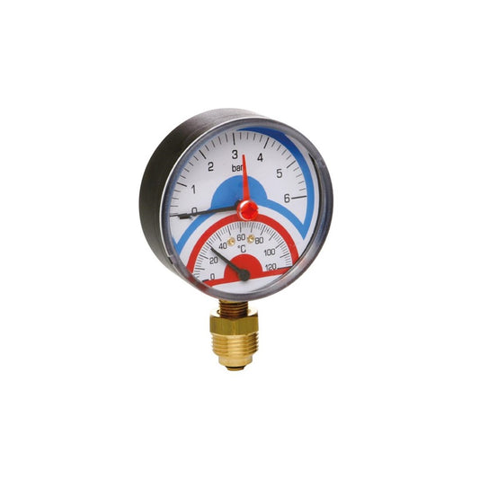 Termomanometr ICMA 1/2", 6 BAR, 0 - 120°C, dolny