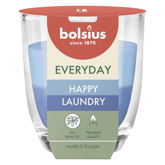Žvakė, aromatinė Bolsius Happy Laundry, 21 h, Mėlyna/Žydra