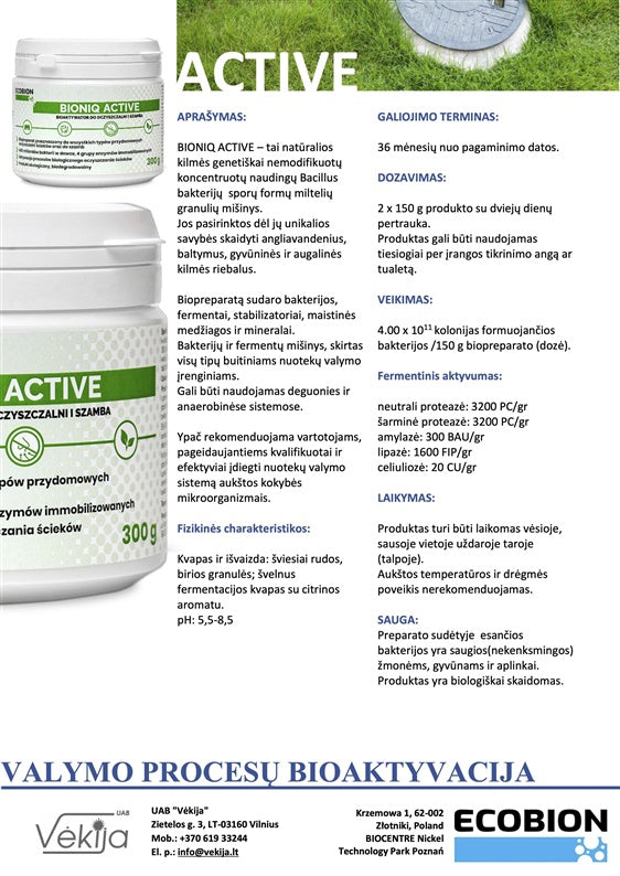 Biopreparatas valymo įrenginiams BioniQ Active 0.3 kg