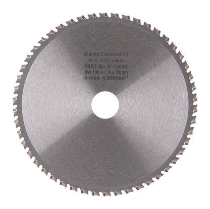Pjovimo diskas metalui Makita; 136x1,4x20,0 mm; Z50; -15°