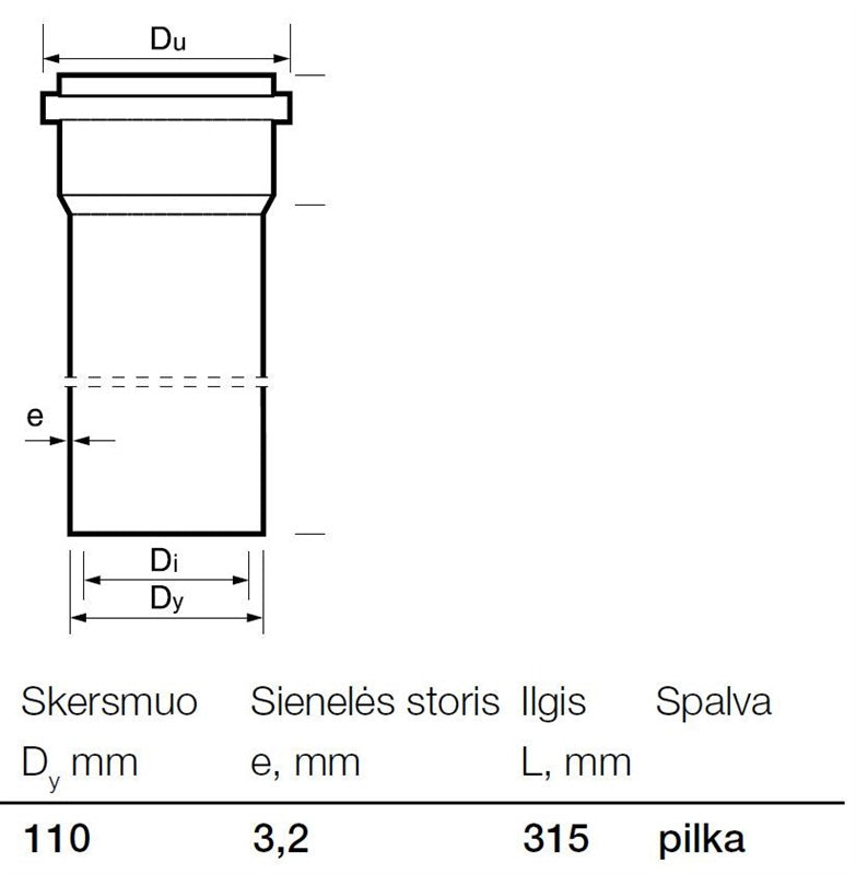 Rura kanalizacyjna wewnętrzna PCV Wavin, Ø 110 mm, 0,315 m