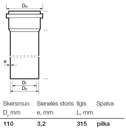 Rura kanalizacyjna wewnętrzna PCV Wavin, Ø 110 mm, 0,315 m