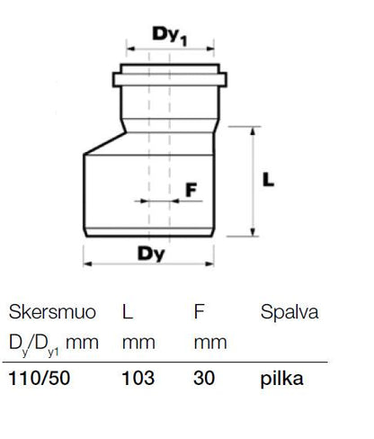 Vidaus kanalizacijos pereiga Wavin, Ø 50 / 110 mm