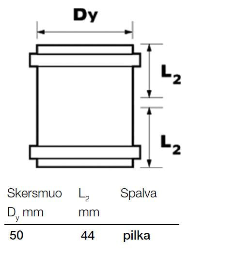 Vidaus kanalizacijos dviguba mova Wavin, Ø 50 mm