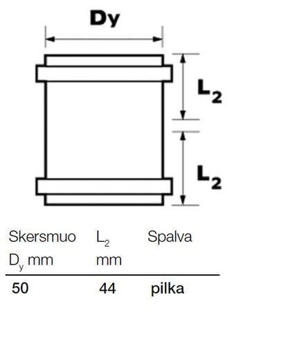 Podwójna mufa kanalizacyjna wewnętrzna Wavin, Ø 50 mm