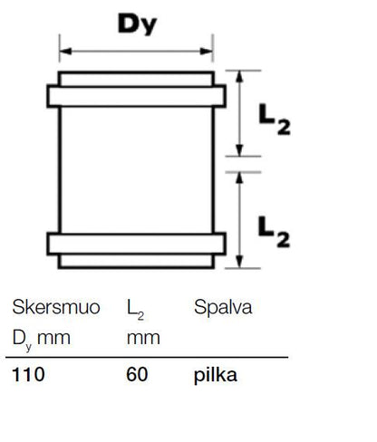 Vidaus kanalizacijos dviguba mova Wavin, Ø 110 mm