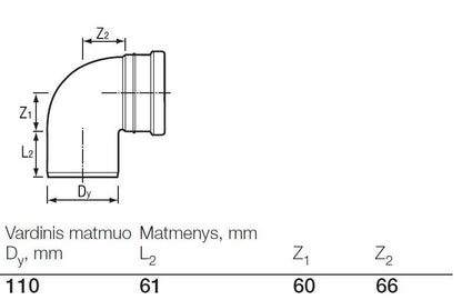 Lauko kanalizacijos alkūnė Wavin, Ø 110 mm, 88,5°