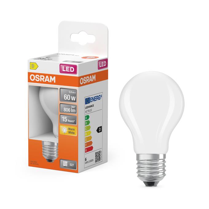 Żarówka LED Osram, A60, E27, 5.9W, 806lm, 2700K
