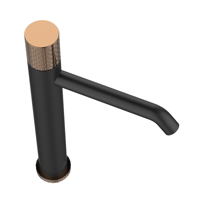 Wysoka bateria umywalkowa BU-78-W14-V czarno-złota