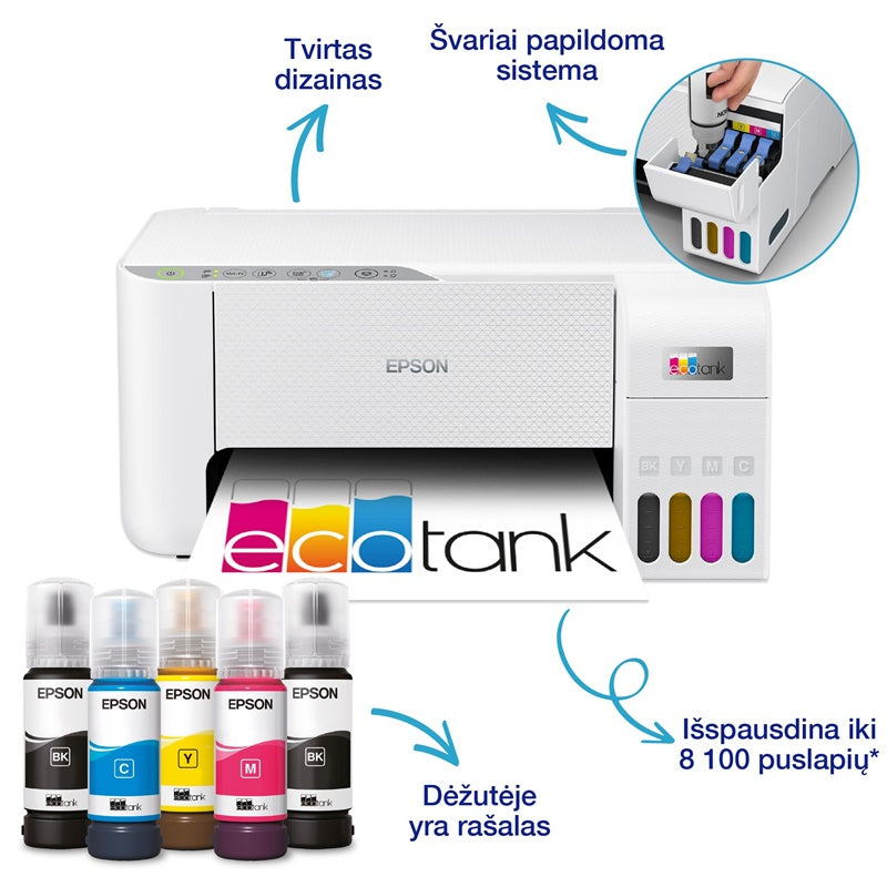 Daugiafunkcis spausdintuvas Epson ECOTANK L3276, spalvotas
