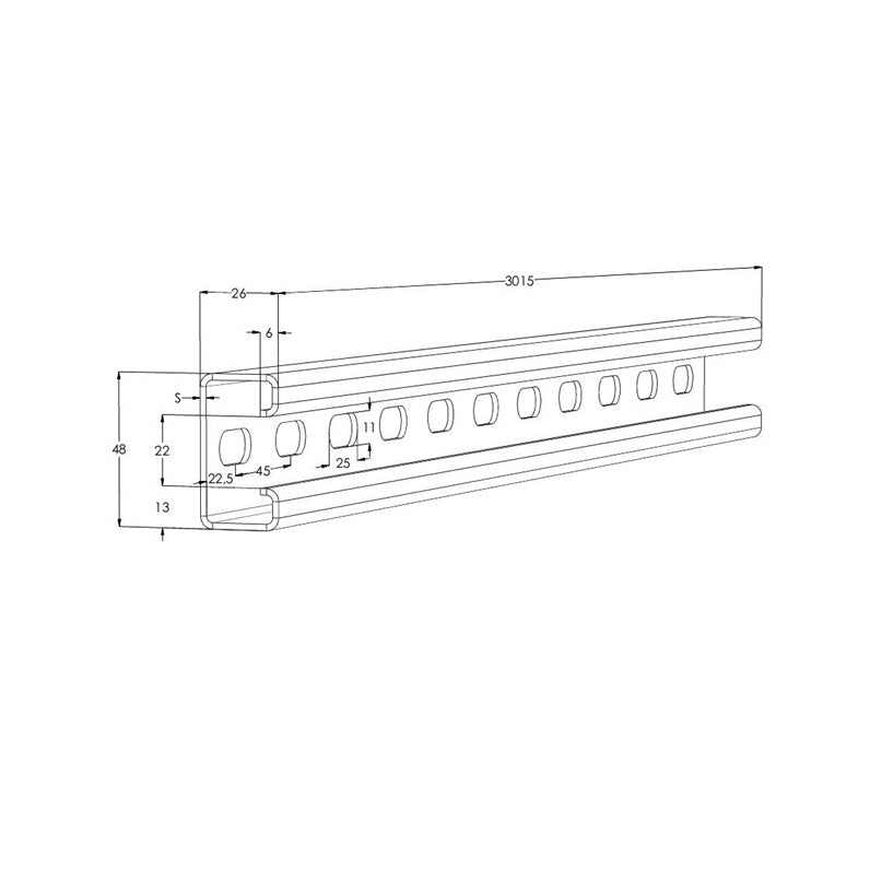 Profil MEKA 1449647, 300.15 cm x 4.8 cm x 2.6 cm