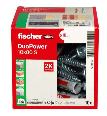 Kaištis Fischer DuoPower, 80 mm x 10 mm, 10 vnt.