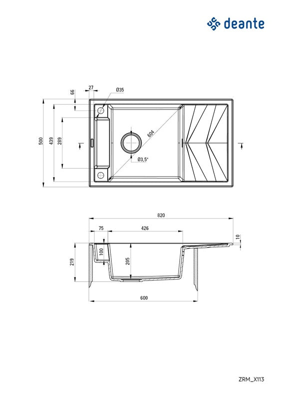 Plautuvė Deante Magnetic ZRM_N113, granitas