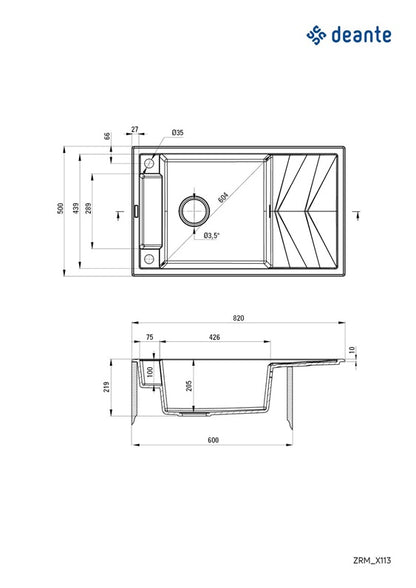 Plautuvė Deante Magnetic ZRM_N113, granitas