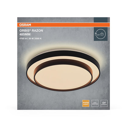 Šviestuvas lubų Osram, LED, 36W, 3000K, 2000lm, Ø485, juoda